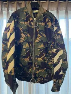 オフホワイト Off-White プリント MA1 ボンバージャケット L