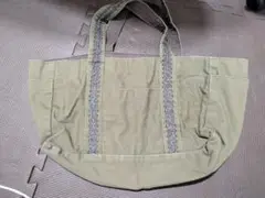 オリーブグリーン刺繍トートバッグ