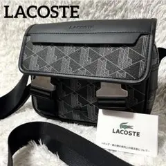 ✨未使用級✨ラコステ ショルダーバッグ モノグラム ロゴ型押し ブラック