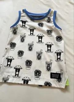 ハンドメイド★わきマチタンク 110サイズ★クマバーガー柄
