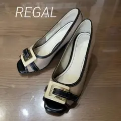 リーガル　オープントゥパンプス　22センチ　ベージュ　REGAL