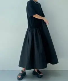 新品タグ付☆y/m イム☆異素材ドッキングドロストワンピース☆SHEL'TTER
