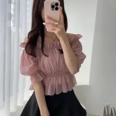 GRL 2Wayラメシアーバックリボントップス　ピンク