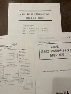 4年生 第5回 公開組分けテスト 四谷大塚 書き込みなし