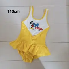 【レトロ】ミッキー　女の子用水着 フリル付き　110cm