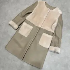 【 美品 】 本革 ムートンコート M アウター ロングコート ベージュ