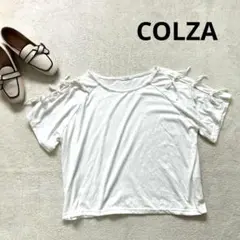 【コルザ】 L 半袖Tシャツカットソー 袖リボン　ホワイト　夏