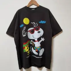 スヌーピー Tシャツ XL ブラック SNOOPY ヘインズ A233