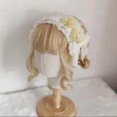 ヘッドドレス　フリル　リボン　カチューシャ　ロリータ　コスプレ　メイド