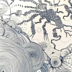 手描き　オリジナル　ポストカードサイズ　細胞衛星