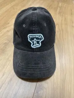THRASHER ブラック コーデュロイキャップ