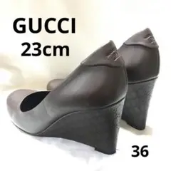 GUCCI ウェッジソール 焦茶 パンプス 23cm B1724