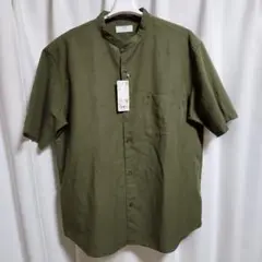 タグ付き【UNIQLO】コットンリネン　スタンドカラーシャツ　XL