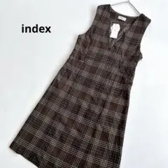 新品★index インデックス　チェックジャンスカワンピース　ブラウン　L L
