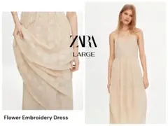 ZARA エンブロイダリー　フラワー　ワンピース　L