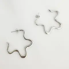 デザインフープピアス ステンレス シルバー オシャレ かわいい