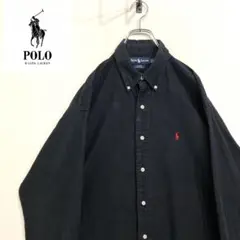 超人気❗️ラルフローレン　ワンポイントロゴシャツ　XL 90s刺繍古着希少レア長袖