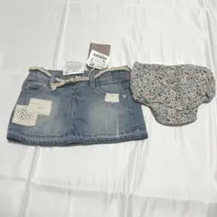 ZARA Baby デニムスカートと花柄インナーショーツセット　80