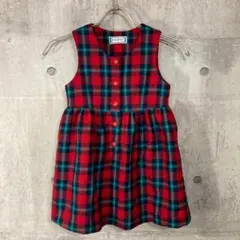 568 イブサンローラン ワンピース チェック柄 レッド ビンテージ 古着