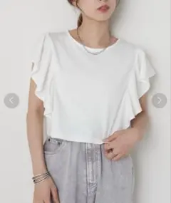 【CIAOPANIC】クロップドフリルデザインTシャツ/ショート丈