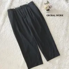 グローバルワーク 黒 ストレートパンツ XL メンズ 大きめGROBALWORK