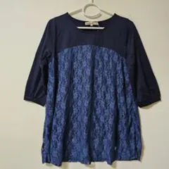 新品・タグ付き　Cutie Blonde ネイビー レース 五分袖 M　夏秋
