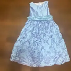 ライトブルー フローラル刺繍ドレス