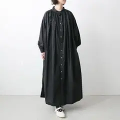 美品 ユニヴァーサルティシュ TISSU タイプライターシャツロングワンピース