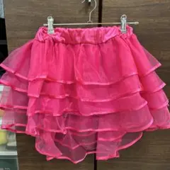 フリル付きシースルーピンクスカート