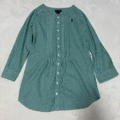 【美品】RALPH LAURENラルフローレン 緑 チェック柄 ワンピース 女児