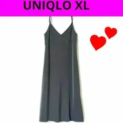 涼しい♥️UNIQLO XL グレー Vネックキャミソールワンピース