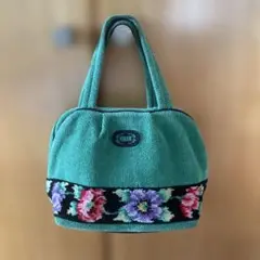 FELLER グリーン花柄刺繍ハンドバッグ