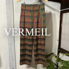 新品同様 ヴェルメイユ VERMEIL チェック柄 ワイドパンツ M