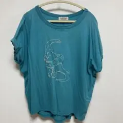Double Name 動物刺繍 ルーズフィットTシャツ 緑　綿100　訳あり