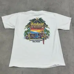 90s レインフォレストカフェ アニマルTシャツ フォーク 古着 ホワイト白 L