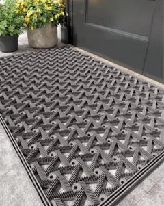 【新品】玄関マット 屋外 泥落とし ドアマット 48.5x75cm グレー