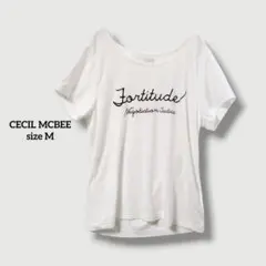 セシルマクビー Tシャツ ホワイト プリントデザイン　オーバーサイズ t4857
