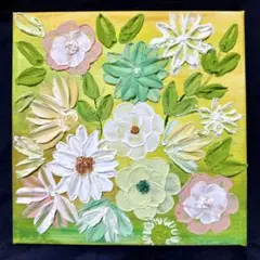 Little Forest立体的な花の絵画 約25cm x 25cm