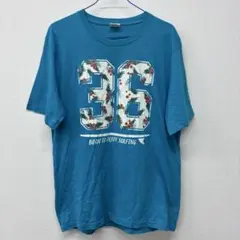 puvious フラワープリント半袖Tシャツ 水色　Ｌ　　ア40