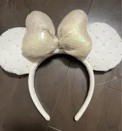 ディズニーカチューシャ スパンコール 白 キルティング