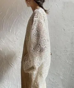 かぎ編み フラワーレースシャツ
