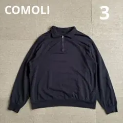 COMOLI コットンシルク ハーフジップ プルオーバー ネイビー 3