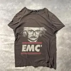 Q88 古着アインシュタイン　偉人アートT ブラウンフェードEMC²