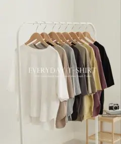 CHAN ME 綿100％ラウンドヘムオーバーサイズTシャツ ショート丈
