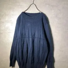 【ヴィンテージ】レトロ 透かし編み 綿混ニット 古着 used AS15