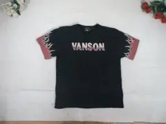 96955 VANSON Tシャツ　黒ｘ赤　XL