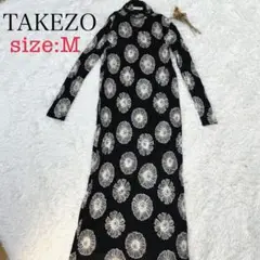 TAKEZO タケゾー　花柄 M　ブラック　ロングワンピース