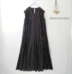 AMERICAN HOLIC◉Vネックノースリーブフレアワンピース　美品　ドット