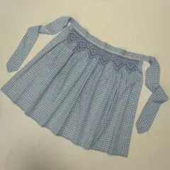 ギンガムチェック スモッキング刺繡エプロン