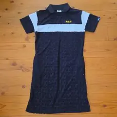 美品 FILA ゴルフワンピース ブラック/ホワイト M ロゴモチーフ
